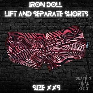 HTF Iron Doll lift & separate Roller Derby Ruched booty cheeky shorts XXS Zebra